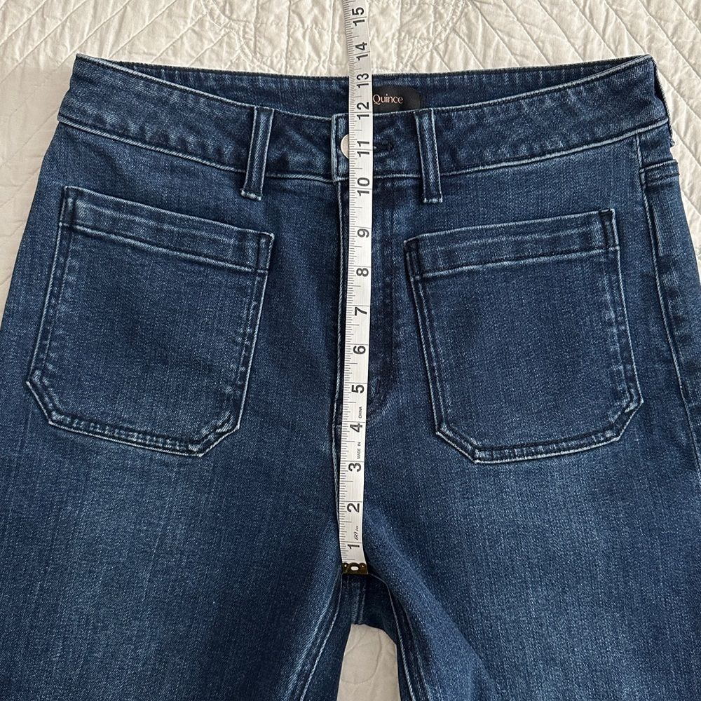 Quince Bella Stretch Patch Pocket Wide Leg Crop Jeans Women’s 30 Midnight Blue - Picture 9 of 12